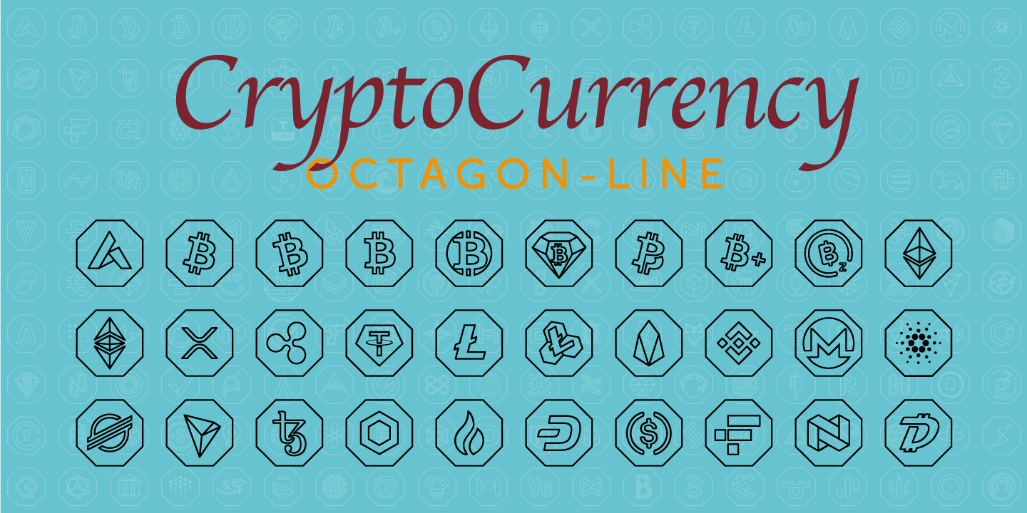 Przykład czcionki Cryptocurrency Octagon Line